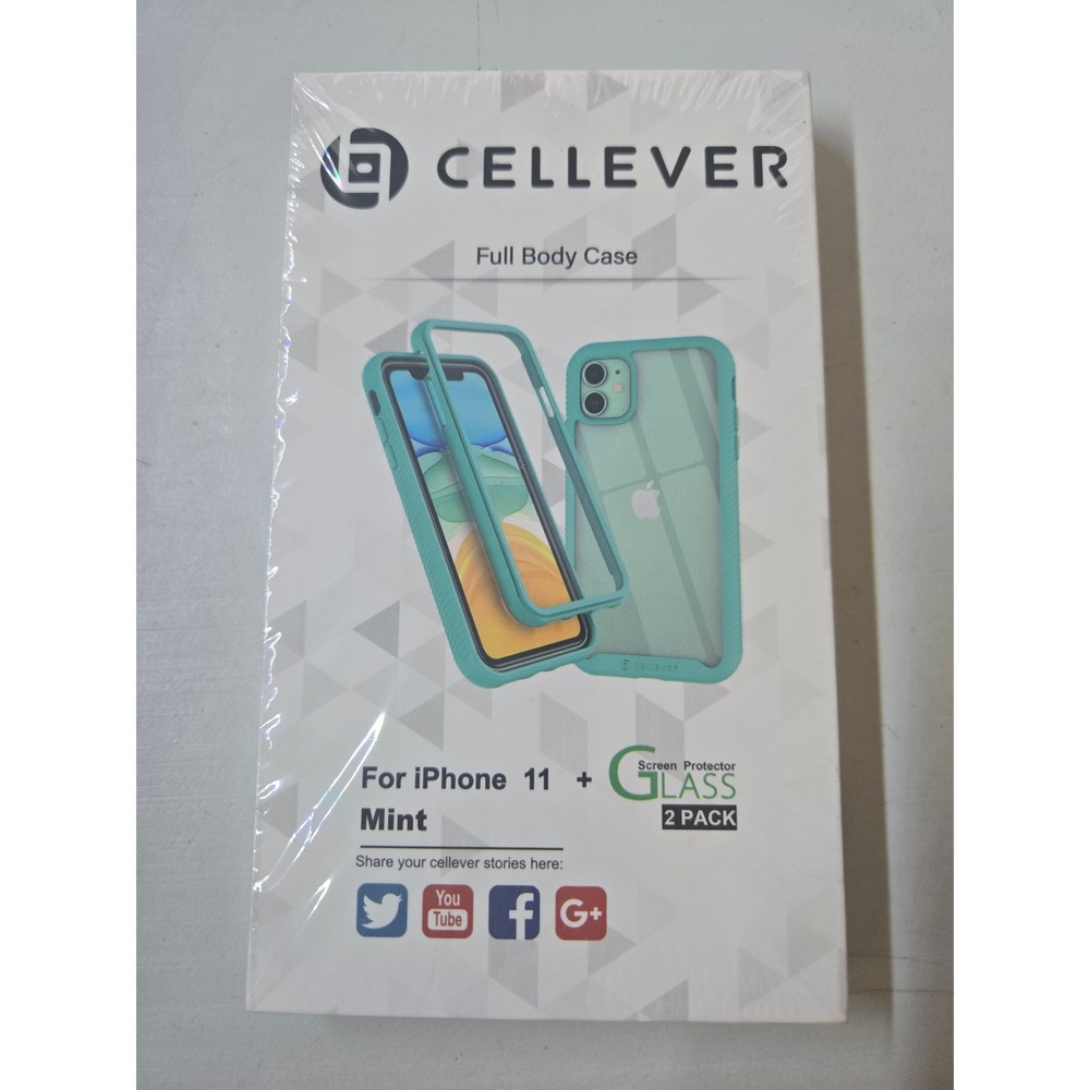 Cellever Full Body Case for iPhone 11 Mint with 2 Pack Screen Protector Glass